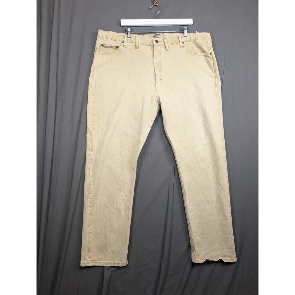 Wrangler Jeans Mens W46 L32 Beige Denim High Rise Relaxed Fit Casual